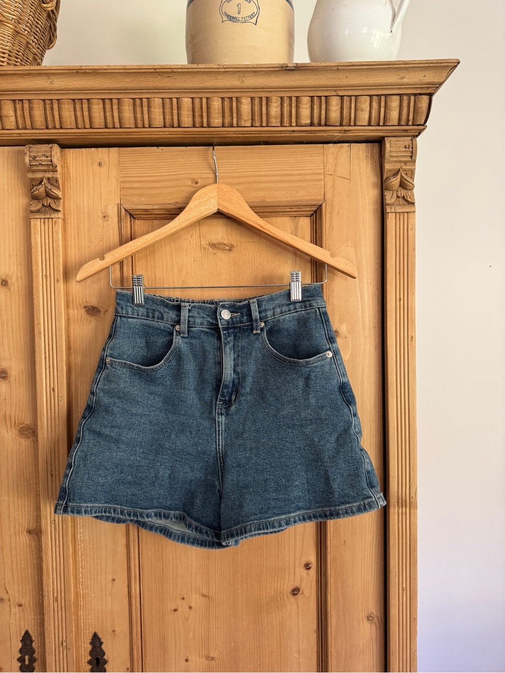 Neuflora High-Rise Denim Shorts with elastic back